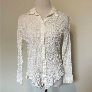 Elan White Textured Button-Down Shirt